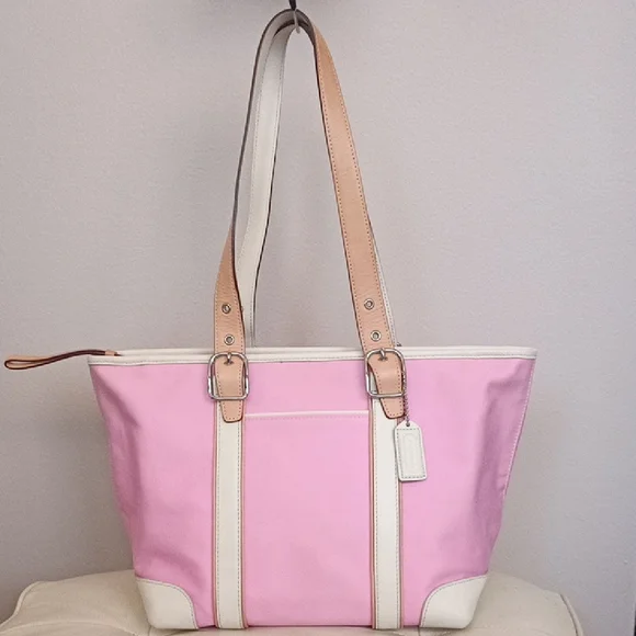 Pink Coach Travel Tote Coach Tote Large Shoulder Bag Pink Shimmer